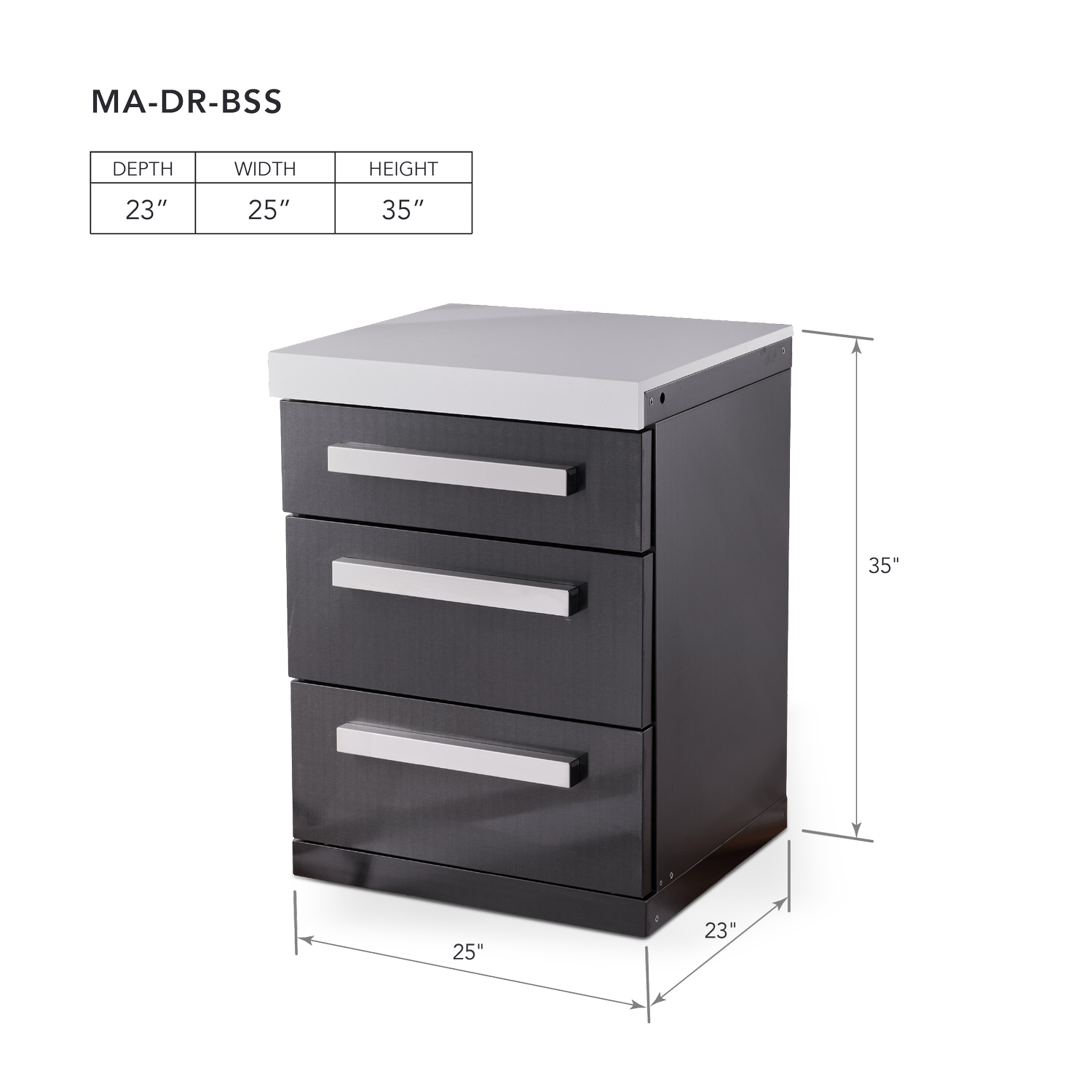 Mont Alpi Outdoor Rated Triple Drawer Cabinet Module - Black Stainless Steel - MADRW-BSS