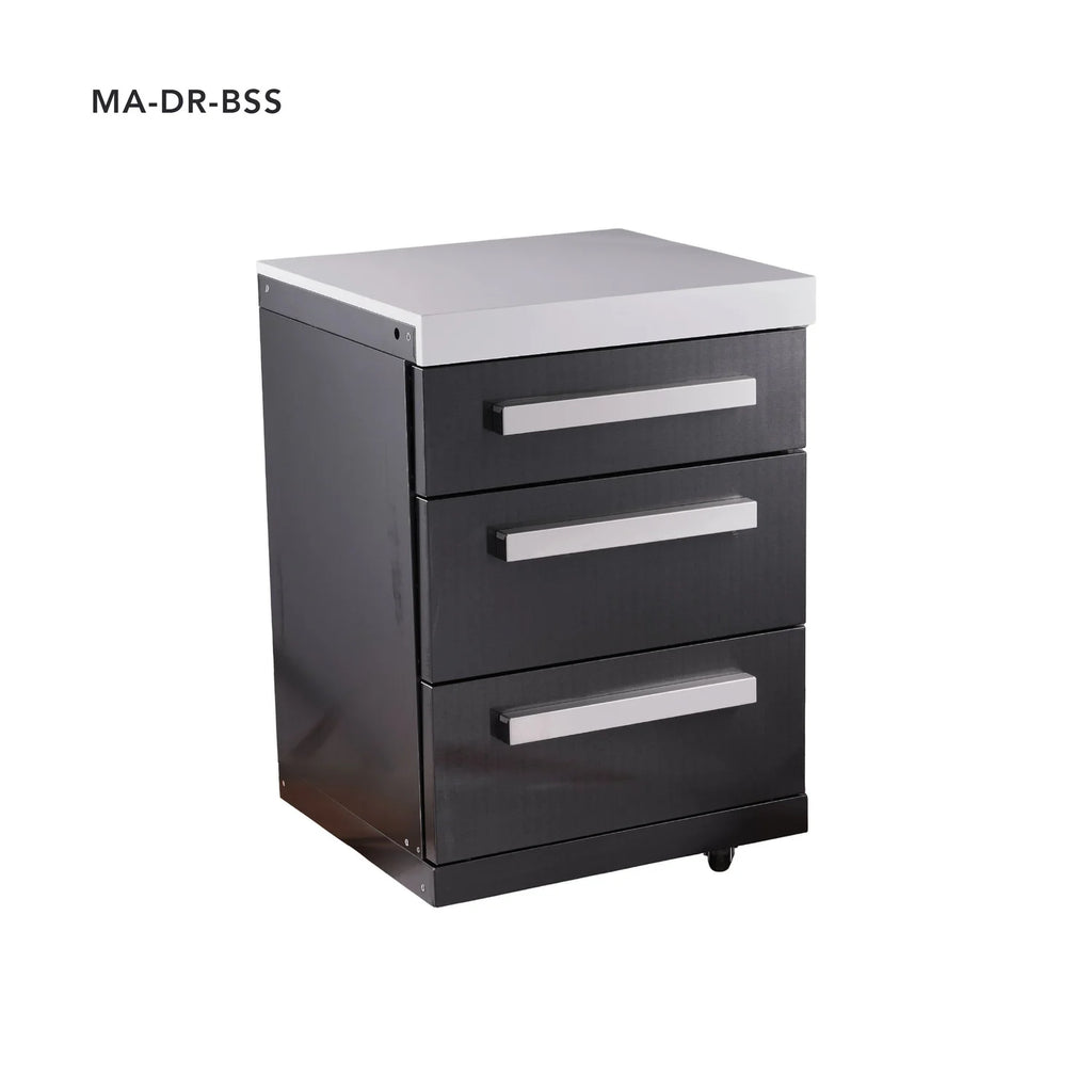 Mont Alpi Outdoor Rated Triple Drawer Cabinet Module - Black Stainless Steel - MADRW-BSS