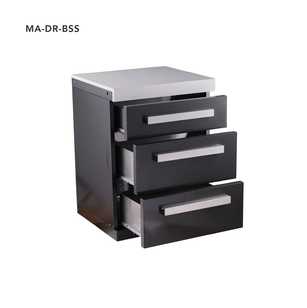 Mont Alpi Outdoor Rated Triple Drawer Cabinet Module - Black Stainless Steel - MADRW-BSS