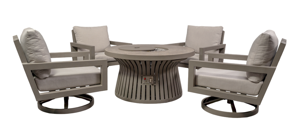 Larkspur 5 Piece Swivel Fire Chat Set
