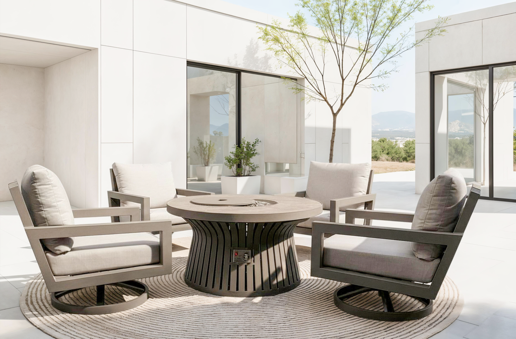 Larkspur 5 Piece Swivel Fire Chat Set