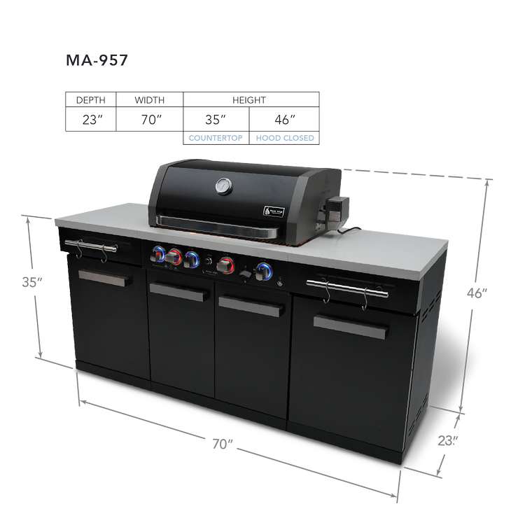 Mont Alpi Compact Series 6 Ft Propane Outdoor Kitchen Island in Black Stainless Steel - MA-957