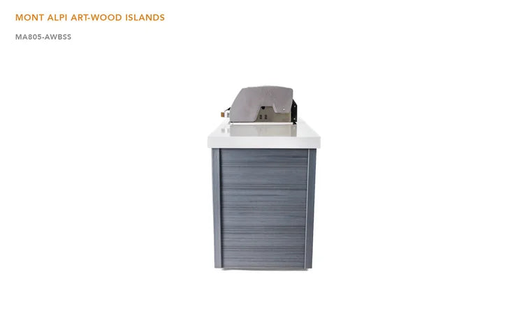 Mont Alpi Artwood Series 6.5 Ft Propane Outdoor Kitchen Island w/ 6-Burner Grill