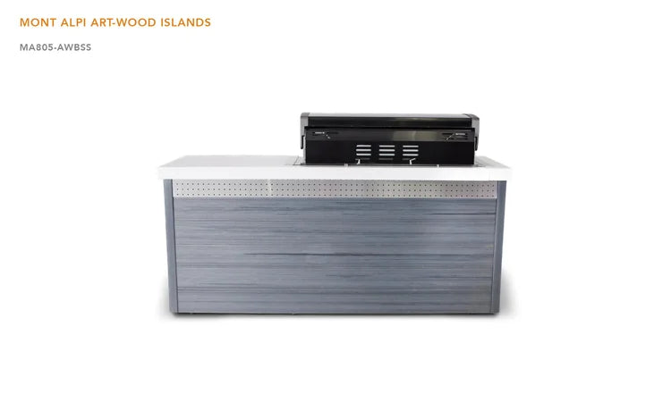 Mont Alpi Artwood Series 6.5 Ft Propane Outdoor Kitchen Island w/ 6-Burner Grill