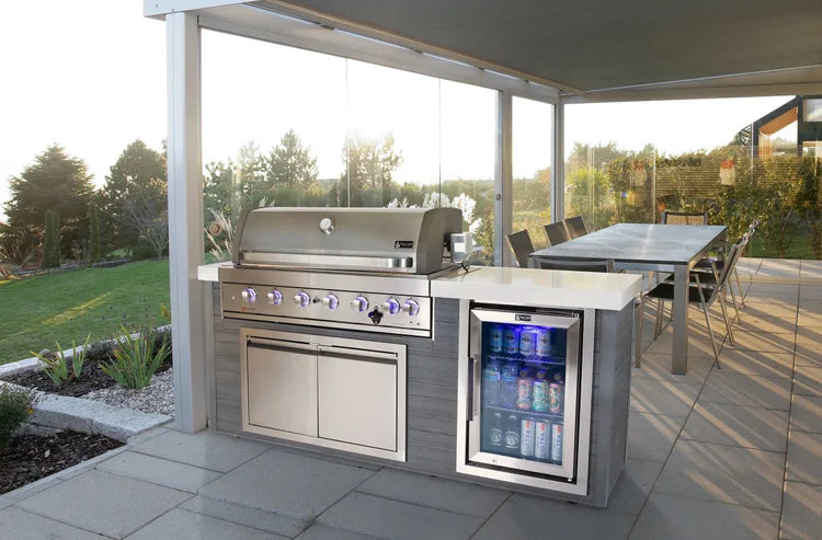 Mont Alpi Artwood Series 6.5 Ft Propane Outdoor Kitchen Island w/ 6-Burner Grill