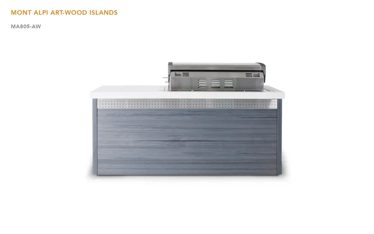 Mont Alpi Artwood Series 6.5 Ft Propane Outdoor Kitchen Island w/ 6-Burner Grill