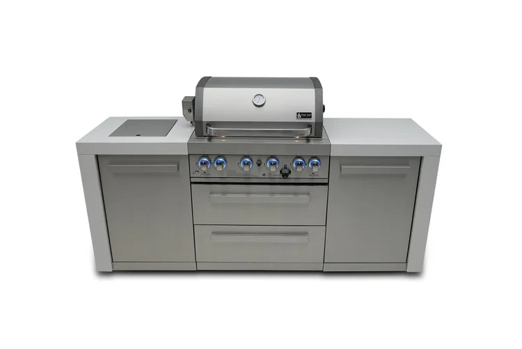 Mont Alpi Deluxe Series 7 Ft Propane Outdoor Kitchen Island w/ Side Burner