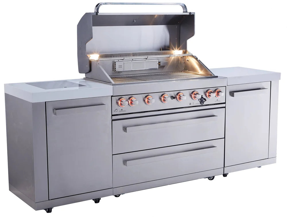 Mont Alpi Original Series 8 Ft Propane Outdoor Kitchen Island w/ Side Burner- MAi805