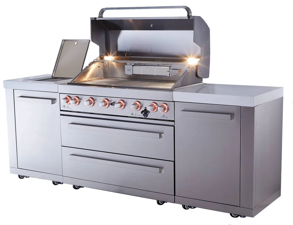 Mont Alpi Original Series 8 Ft Propane Outdoor Kitchen Island w/ Side Burner- MAi805