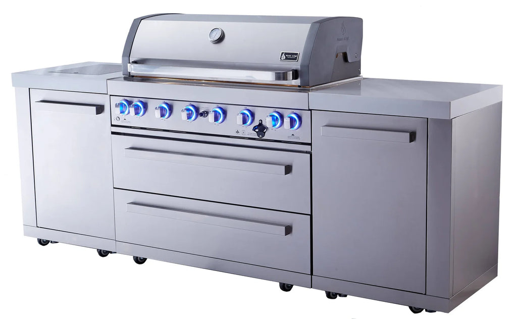 Mont Alpi Original Series 8 Ft Propane Outdoor Kitchen Island w/ Side Burner- MAi805