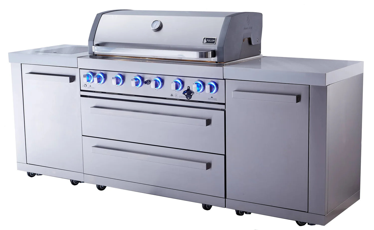 Mont Alpi Original Series 8 Ft Propane Outdoor Kitchen Island w/ Side Burner- MAi805