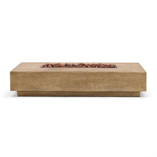 Rectangular 60" x 27.5" x 12" Timber Firepit w Lava Rock