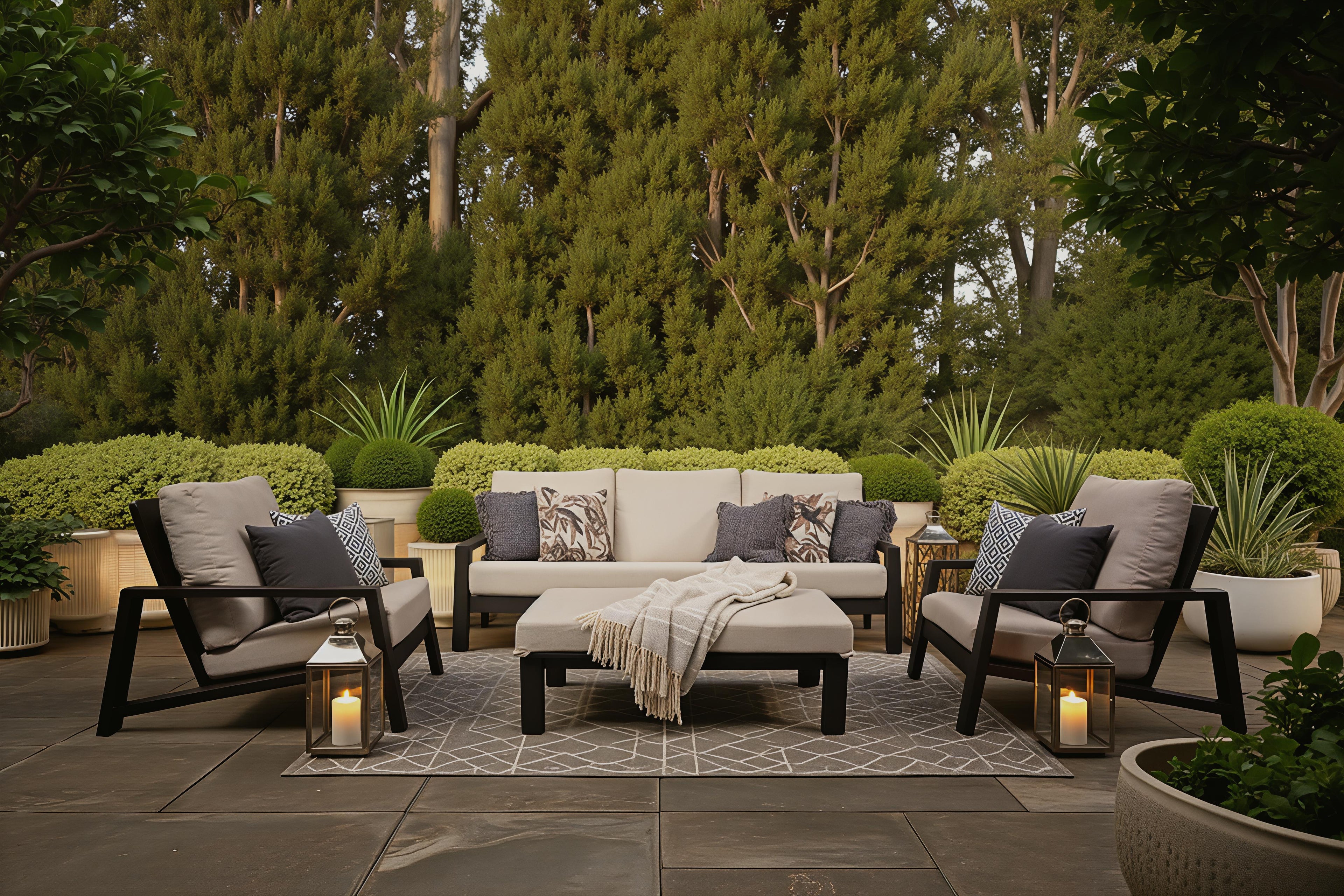 Venetia 4 Piece Sofa Set W/Ottomon - Sunbrella