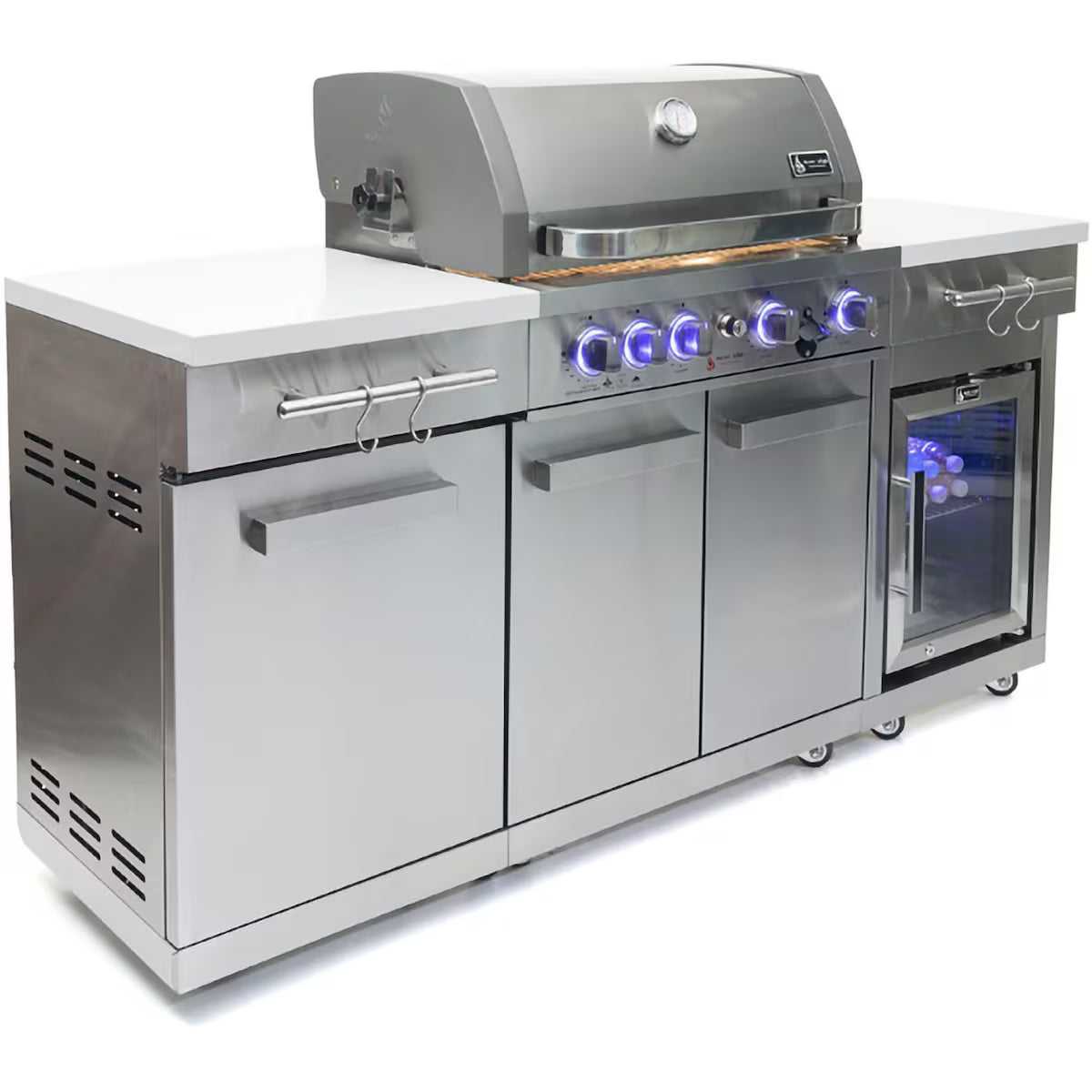 Mont Alpi Compact Series 6 Ft Propane Outdoor Kitchen Island w/ Fridge in Stainless Steel- MA-957FCRS