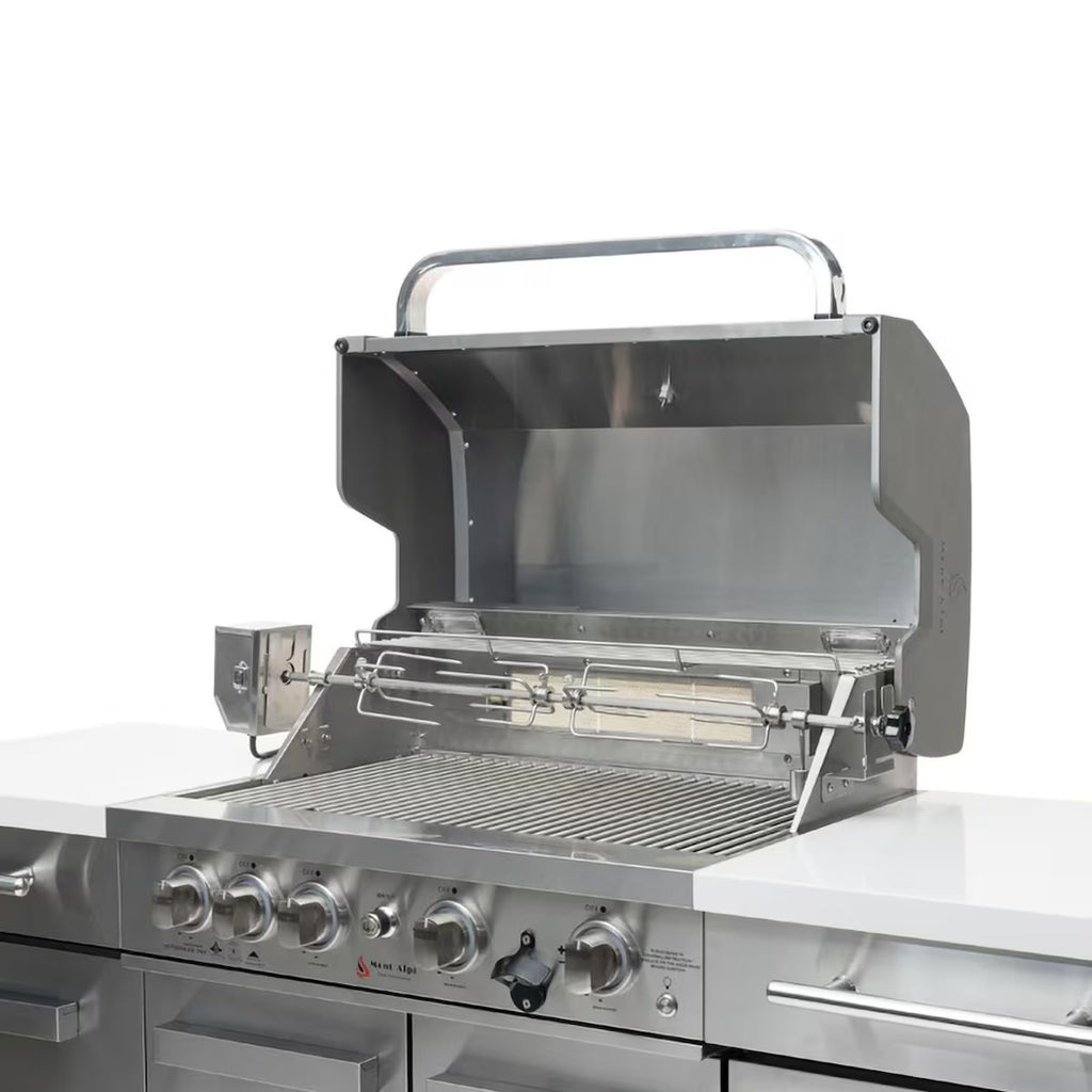 Mont Alpi Compact Series 6 Ft Propane Outdoor Kitchen Island w/ Fridge in Stainless Steel- MA-957FCRS