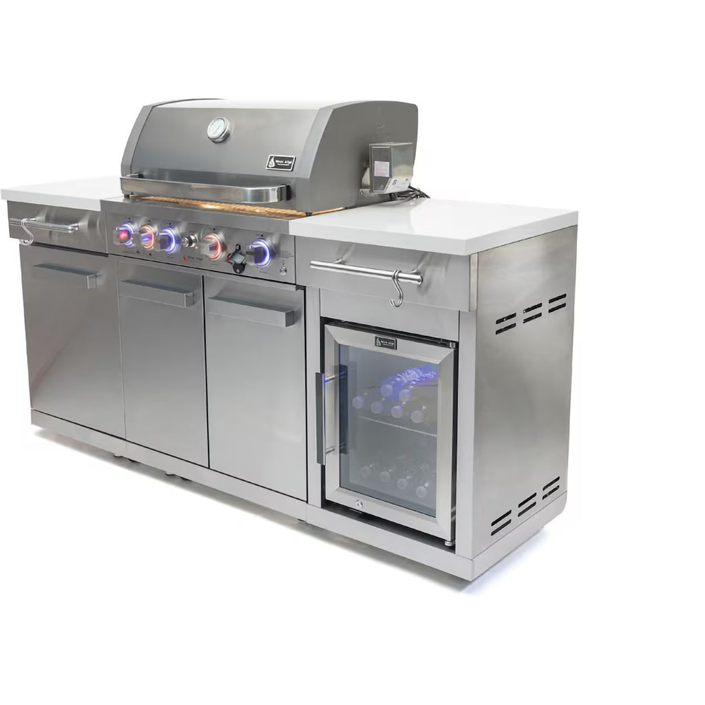 Mont Alpi Compact Series 6 Ft Propane Outdoor Kitchen Island w/ Fridge in Stainless Steel- MA-957FCRS