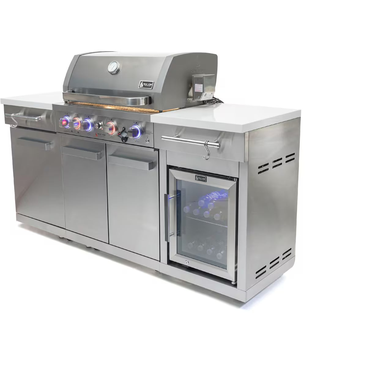 Mont Alpi Compact Series 6 Ft Propane Outdoor Kitchen Island w/ Fridge in Stainless Steel- MA-957FCRS