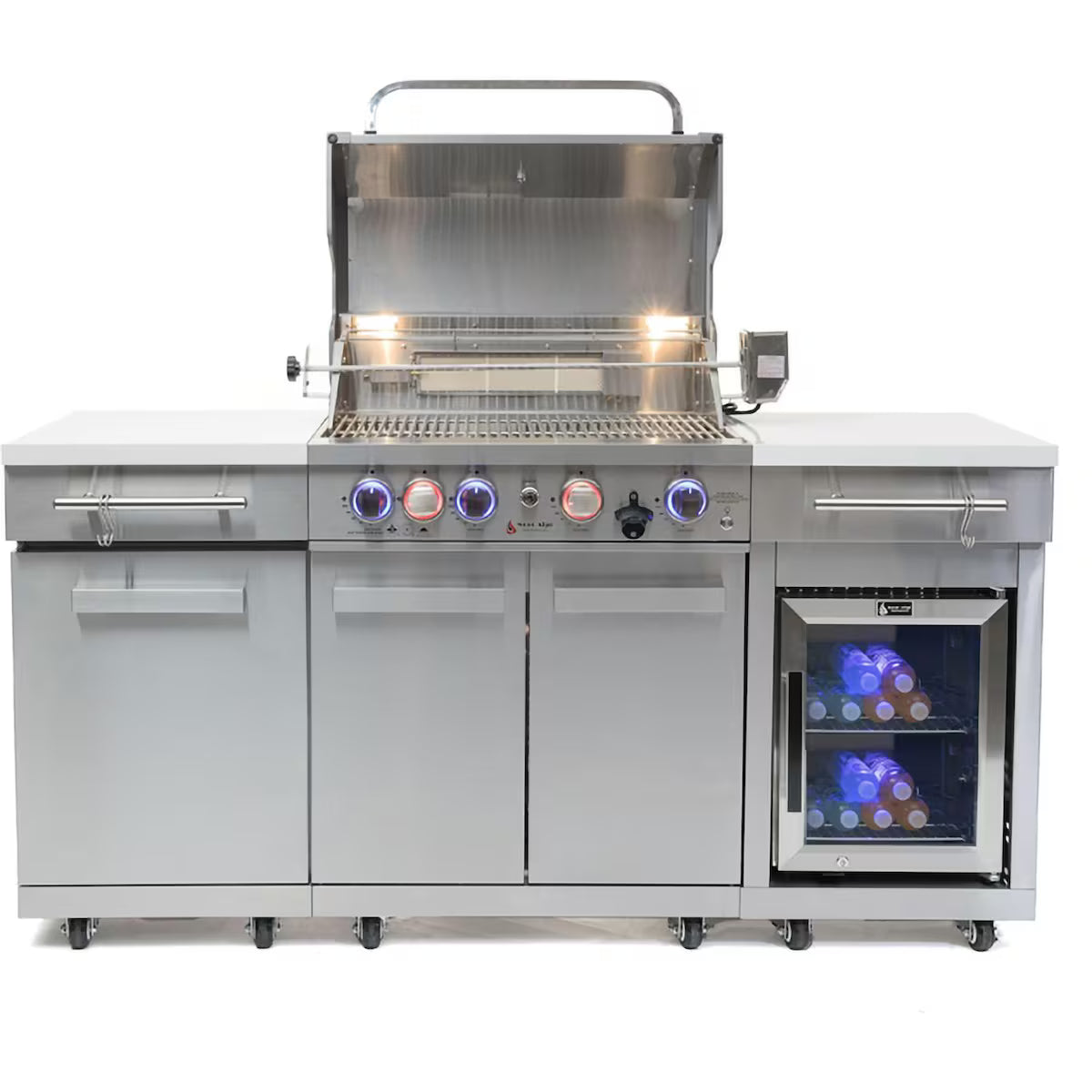 Mont Alpi Compact Series 6 Ft Propane Outdoor Kitchen Island w/ Fridge in Stainless Steel- MA-957FCRS